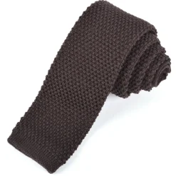 DION WOOL KNIT TIE - CHOCOLATE BROWN