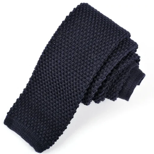 DION WOOL KNIT TIE - NAVY