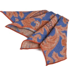 DION WOOL POCKET SQUARE - PAISLEY - ROYAL BLUE