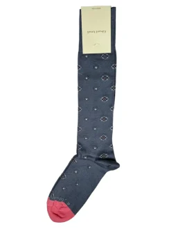 EDWARD ARMAH MEN'S SOCK - COOL GREY/PINK FOULARD