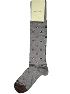 EDWARD ARMAH MEN'S SOCK - GREY/LIGHT BROWN FOULARD