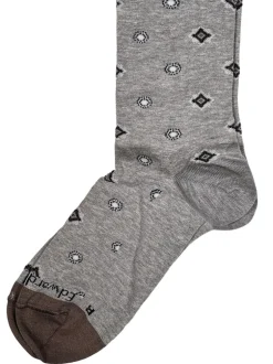 EDWARD ARMAH MEN'S SOCK - GREY/LIGHT BROWN FOULARD