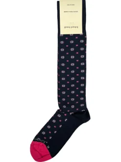 EDWARD ARMAH MEN'S SOCK - NAVY/GARDENIA NEAT