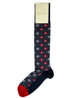 EDWARD ARMAH MEN'S SOCK - NAVY/RED FLORAL NEAT