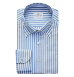 EMANUEL BERG COTTON/LINEN CASUAL MEN'S SHIRT - LIGHT BLUE STRIPE