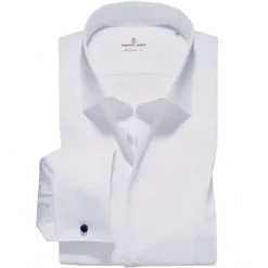 EMANUEL BERG FORMAL SHIRT WITH PIQUE BIB - WHITE