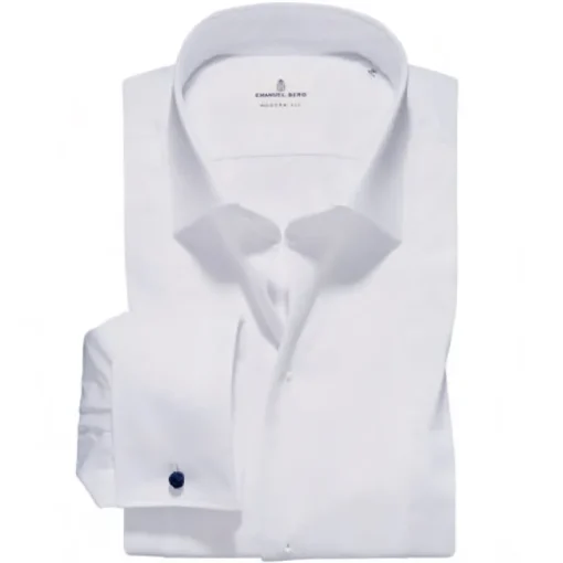 EMANUEL BERG FORMAL SHIRT WITH PIQUE BIB - WHITE