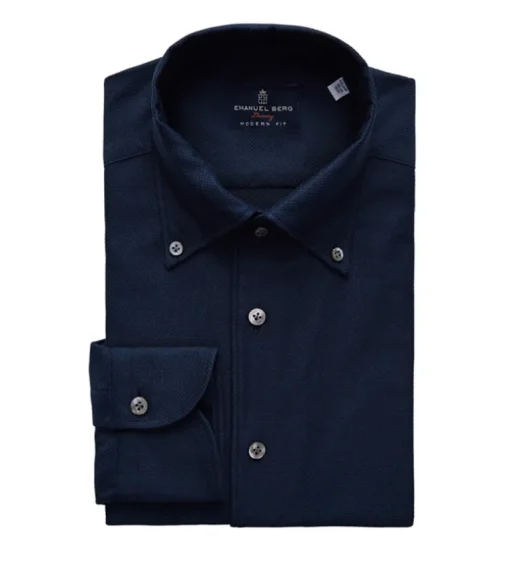 EMANUEL BERG GIRO ENGLESE PREMIUM LUXURY MEN'S SHIRT - NAVY