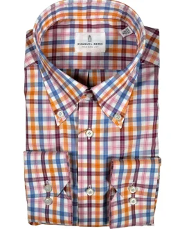 EMANUEL BERG OXFORD CASUAL MEN'S SHIRT - ORANGE CHECK