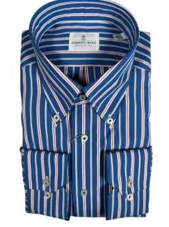 EMANUEL BERG POPLIN CASUAL MEN'S SHIRT - BLUE STRIPE