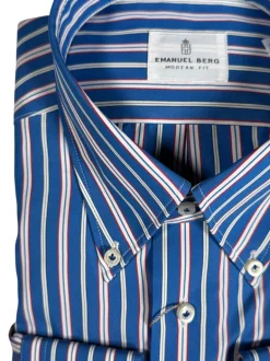 EMANUEL BERG POPLIN CASUAL MEN'S SHIRT - BLUE STRIPE