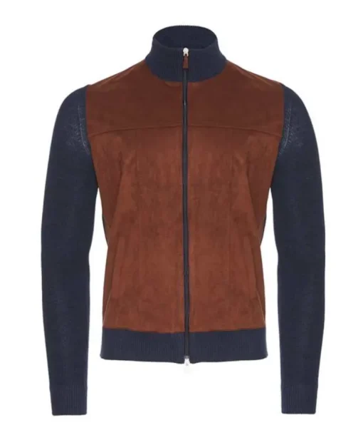 EMANUEL BERG PREMIUM LUXURY SUEDE FRONT CARDIGAN WITH ZIPPER - NAVY