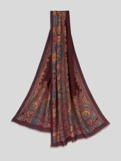 ETRO CASHMERE/SILK BORDERED SCARF - ROSE