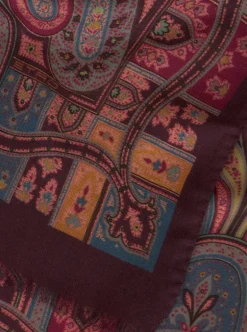 ETRO CASHMERE/SILK BORDERED SCARF - ROSE