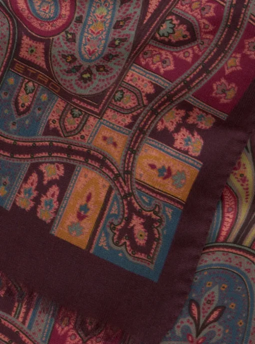 ETRO CASHMERE/SILK BORDERED SCARF - ROSE