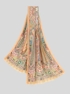 ETRO CASHMERE/SILK MULTICOLOR SCARF - APRICOT