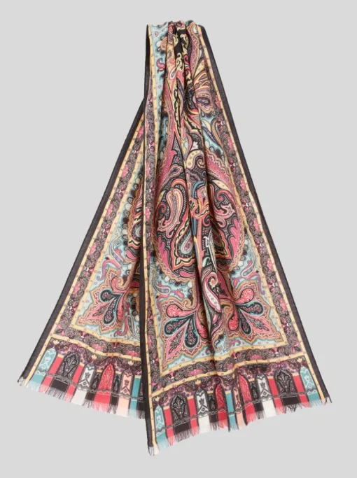 ETRO CASHMERE/SILK SCARF - PINK PAISLEY