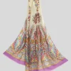 ETRO CASHMERE/WOOL/SILK SCARF - WHITE LEAF MOTIF