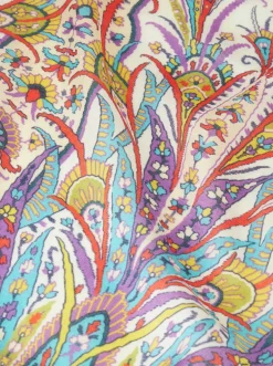 ETRO CASHMERE/WOOL/SILK SCARF - WHITE LEAF MOTIF
