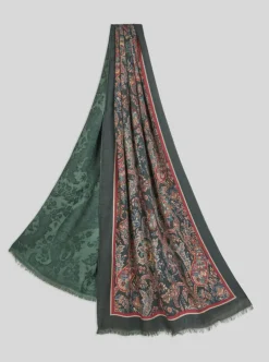 ETRO DOUBLE SIDED SCARF - GREEN FLORAL