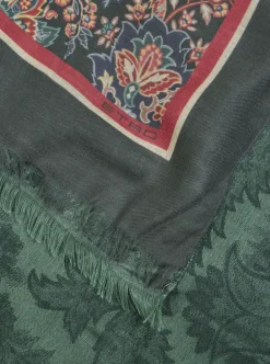 ETRO DOUBLE SIDED SCARF - GREEN FLORAL