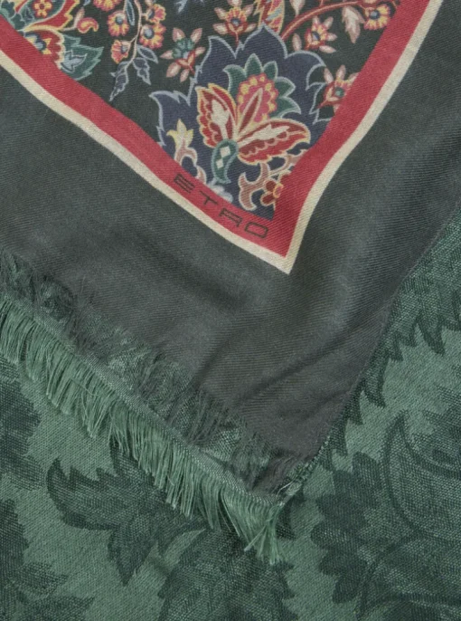 ETRO DOUBLE SIDED SCARF - GREEN FLORAL