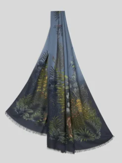 ETRO MODAL & CASHMERE SCARF - NAVY JUNGLE