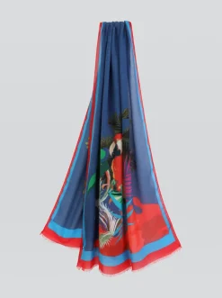 ETRO MODAL AND CASHMERE PARROT SCARF - BLUE