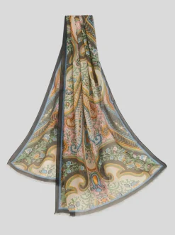ETRO NEUTRA HAND-PATTERNED SCARF - BLACK