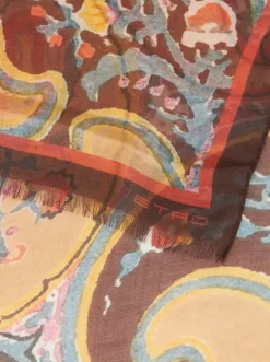 ETRO NEUTRA HAND-PATTERNED SCARF - BURNT ORANGE