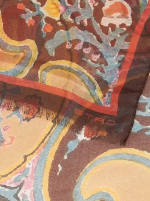 ETRO NEUTRA HAND-PATTERNED SCARF - BURNT ORANGE