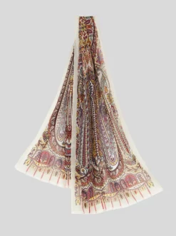 ETRO SILK SCARF - WHITE & RED PAISLEY