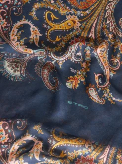 ETRO VISCOSE & CASHMERE SCARF - TEAL & NAVY PAISLEY