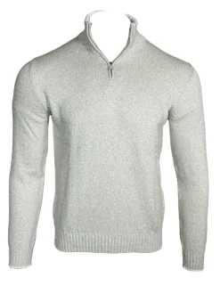 FEDELI BICOLOR 1/4 ZIP SWEATER - GREEN