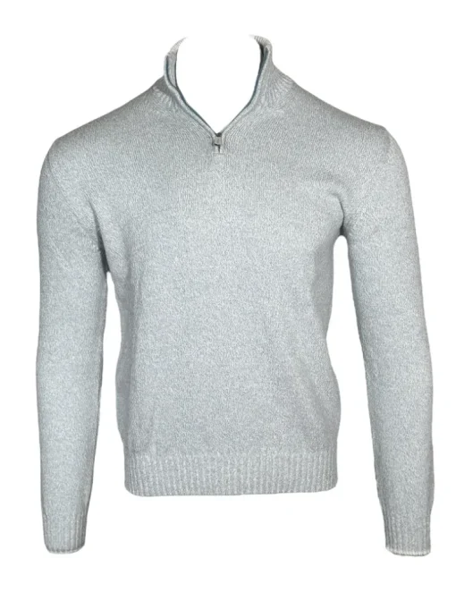 FEDELI BICOLOR 1/4 ZIP SWEATER - BLUE