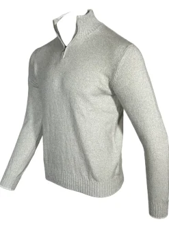 FEDELI BICOLOR 1/4 ZIP SWEATER - GREEN