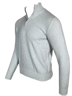 FEDELI BICOLOR 1/4 ZIP SWEATER - BLUE