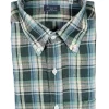 FINAMORE 1925 SPORT LINEN SHIRT - GREEN/TAN PLAID