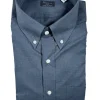 FINAMORE 1925 SUPERLIGHT COTTON SHIRT - SOLID DARK BLUE