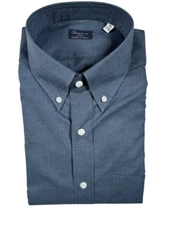 FINAMORE 1925 SUPERLIGHT COTTON SHIRT - SOLID DARK BLUE