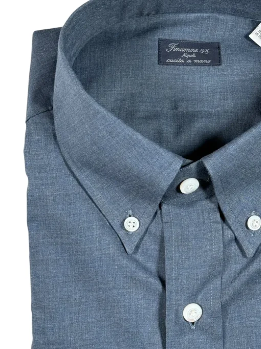 FINAMORE 1925 SUPERLIGHT COTTON SHIRT - SOLID DARK BLUE