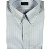 FINAMORE 1925 TRAVELLER POPLIN SHIRT - LIGHT BLUE/TURQUOISE STRIPE