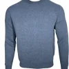 FIORONI CASHMERE/LINEN CREW NECK SWEATER - BLUE MARL