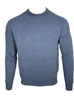 FIORONI CASHMERE/LINEN CREW NECK SWEATER - BLUE MARL
