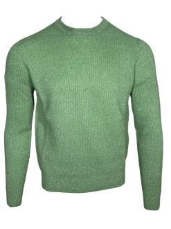 FIORONI CASHMERE/LINEN CREW NECK SWEATER - GREEN MARL