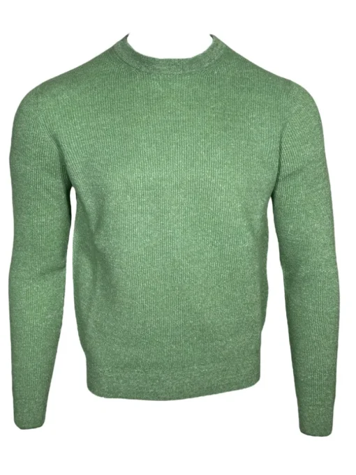 FIORONI CASHMERE/LINEN CREW NECK SWEATER - GREEN MARL