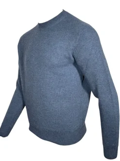 FIORONI CASHMERE/LINEN CREW NECK SWEATER - BLUE MARL