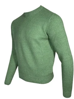FIORONI CASHMERE/LINEN CREW NECK SWEATER - GREEN MARL