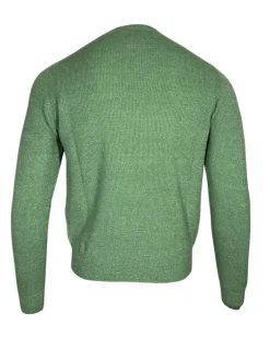 FIORONI CASHMERE/LINEN CREW NECK SWEATER - GREEN MARL