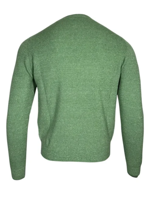 FIORONI CASHMERE/LINEN CREW NECK SWEATER - GREEN MARL